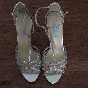 Betsey Johnson Ruby Silver Rhinestone Heels